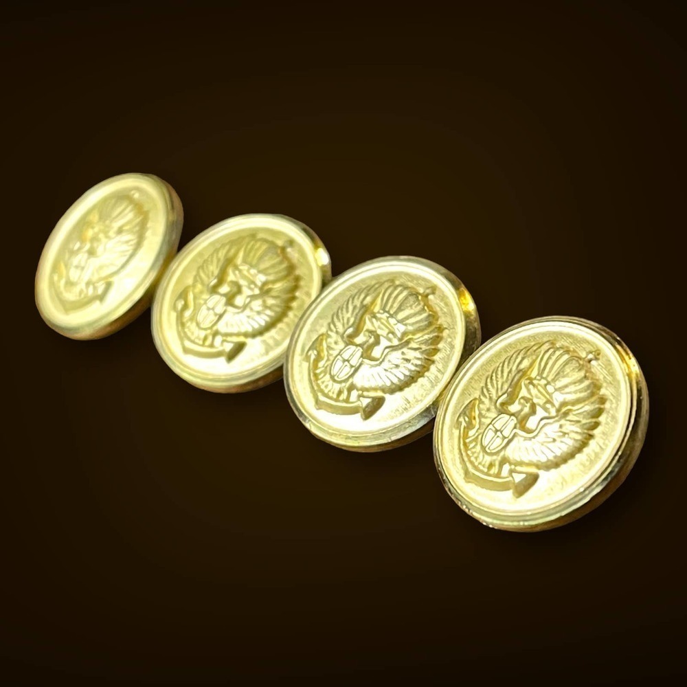 Vintage Military Gold Tone Eagle Crown Anchor Cufflinks French Cuff